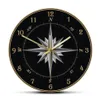 Mariner's Compass Wall Clock Compass Rose Nautical Home Decor Windrose Navigation Round Silent Swept Wall Clock Sailor's346H