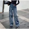 Kvinnors jeans hög midja designer rakt genom bred benshow tunna kvinnor avslappnade byxor storlek s-l 885 150