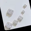 3Pairs 1Set Men Women Earrings Jewelry Allergic Free Yellow White Gold Plaed Bling CZ Studs Earrings Nice Gift for Friends