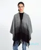 Scarvesand USA Autumn Winter Black Grey Gradual Color Shawl Retro Tassel Scarf Air Conditioning Warm