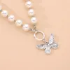 Pendant Necklaces Vintage Silver Color Butterfly Pearl Necklace For Women Boho Metal Chain Choker Charms Jewelry Party
