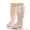 Chaussettes d'été pour bébés filles, chaussettes longues avec nœud, en coton, hautes, ajourées, en maille, princesse, pour enfants de 0 à 7 ans