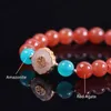 Strand Beaded Strands Natural Red Agate Bracelet Elastic 925 Silver An Jade White Charm Energy For WomenBeaded