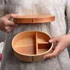 Conjuntos de utensílios de jantar 3pcs/set bento box de estilo japonês almoço para crianças Material de madeira de madeira Recipientes com compartimentos saudáveis