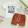 Conjuntos de ropa Bebé 2023 Primavera Niños Animal Print Camiseta de manga corta Pantalones cortos casuales Dos piezas