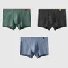 Cuecas masculinas de cintura baixa boxers fino ajuste listrado impressão masculina respirável macio roupa interior íntima com design u convexo cintura baixa