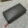 Name Brand Bags rivets wallet Red Bottom Panelled Spiked Clutch Women Men leather spikes bag handbag Panettone leathers wallets251271L
