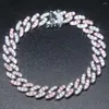 Braccialetti di collegamento 9mm Rosa Mignolo Blu Bianco Scintillante Cubic Zirconia Cz Bracciale Miami Cubann Catena per gioielli da donna