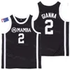 Lycée fille Jersey Basketball 2 Gigi Gianna Bryant Maria Onore Moive Shirt College Pullover Embroderie Université Black White Grey Vintage Uniforme