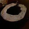 Chokers lyxiga färgglada kristallhalsband för kvinnor Multilayer Gold Color Chain Statements Jewelry 231123