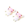 Boucles d'oreilles mignon rose goutte à goutte d'huile dessin animé cochon magique mode métal émail perle Animal balancent pour les femmes bijoux