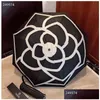 Umbrellas Elegant Designer Umbrella Patchwork Logo Printing Suitable Sun Rain Women Parasols Girl Folding Ideas With Box And Bag Drop Dhvaw