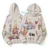 Saint's Hand-painted Graffiti on the Virgin Mary of Religion Damaged and Distressed Cartoon Hoodie Loose Looped Jacket