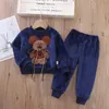 Pyjamas enfants enfant en bas âge ensemble dessin animé lapin pyjamas bébé garçon fille flanelle chaud vêtements de nuit hauts pantalons 2 pièces automne hiver vêtements décontractés 231124