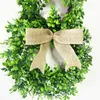 Decorative Flowers Easter Wreath For Front Door Green Leaves Burlap Bow Artificial Festive Ornaments Home Party Decorations