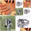 Anneaux de mariage Anneaux de luxe taille émeraude 4Ct bague en diamant de laboratoire 100 Original 925 Sterling Sier bande de fiançailles pour les femmes bijoux de mariée Dr Dhhy3