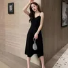 Sıradan Elbiseler Kadın Siyah Camisole 2023 Springsummer A-line elbise vestido de mujer