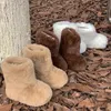 Botas crianças fofo pele neve inverno bebê macio sapatos de algodão quente com sapato de pelúcia moda meninas princesa grossa bota alta 231123