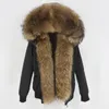 Kvinnor Down Parkas ofta bombplan Vattentät Parka Winter Jacka Kvinnor Natural Real Raccoon Fur Hood Coat Löstagbar tjock varm ytterkläder 231123