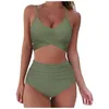 Damen-Badebekleidungs-Frauen-Bikini-reizvolles Soild gedrucktes Set Push-Up-Badeanzug mit hoher Taille 2023 Summer Mujer