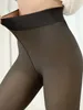 Mulheres meias das mulheres calças de lã senhoras leggings falso translúcido meia-calça grossa quente inverno meias térmicas mulher