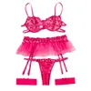 BRAS SETS Sexiga strumpebandet BRA Panty Set's Underwear Split Three Piece Lingerie Plus Size L5 231124