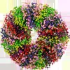 Fleurs décoratives Guirlande Artificielle Printemps Babysbreath Guirlande Fournitures pour la Maison Coloré Petit Non-Flétrir Rond DIY En Plastique Mur Porte Accrocher