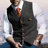 Herrenwesten Herrenweste Jacke Slim Fit formelle Weste Business-Stil Bräutigam Hochzeit mit einreihigem V-Ausschnitt Reversmantel