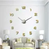 3D DIY Wall Clock Modern Design Saat Reloj de Pared Metal Art Clock vardagsrum Akryl Mirror Watch Horloge Murale2379