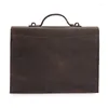 Briefcases Men's Briefcase Bag 2023 Business Genuine Leather Luxury Shoulder Laptop Messenger Crazy Horse Office Large Capacity Maleta