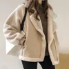 Women's Wool Blends Jacket Women Topcoat Bomber Coat Thickened Casual Loose Outerwear Clothing Pocket Lamb Hair Autumn Winter Clothes Plus Size 231123