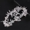 Hair Clips Wedding Jewelry Mesh Flower Headpiece Bendable Bride Hoop Large Beads Decor Headband Women Accessories ML