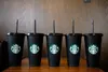 Mermaid Goddess Starbucks 24oz/710ml Plastic Mugs Tumbler Reusable Clear Drinking Flat Bottom Pillar Shape Lid Straw Cups