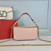 Borsa da donna Valentins Designer di lusso Strato superiore in pelle di vacchetta catena lettera trapano fibbia borsa in pelle stile ascella una spalla diagonale XH6V2