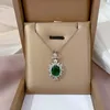 Pendant Necklaces OIMG Stainless Steel Unique Green Gem Water Drop Necklace For Women Simple Fashion Design Exquisite Lady Luxury Jewelry