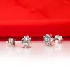 Stud Earrings TE211 Snowflake 1 Carat High Quality NSCD Synthetic Gem Earring For Women Wedding White Gold Color Engagement