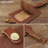 Card Holders Vintage Genuine Leather Luggage Tags Bag Pendant Name ID Address Holder Baggage Boarding Label Travel Accessories