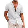 Herren Freizeithemden Herren Lose Große Größe Hawaiian Mode Kausal Baumwolle Leinen Button Down Urlaub