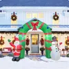 Party Decoration OurWarm 8ft Xmas Santa Claus And Snowman Arch Blow Up Patio Christmas Inflatable With Built-in LED Lights