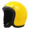 Motorcykelhjältar Hjältar Cocascos Hjälm Jet Vintage Open Face /4 Half Fiberglass Cafe Racer Casco Moto Capacete Motociclismo