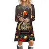 Casual Dresses Christmas Dress Women Plus Size Long Sleeve For Holiday Party Print Mini Pullover Vestidos de Fiesta