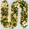 Fucano verde floreale 2,7 m Ghirlanda di Ghirlanda di Natale Rattan con aree a LED Light Flower Artificial Christmas Banner Banner di Natale Decorazioni per scale per camino 231123