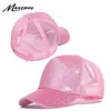 Casual Baseball Cap For Men And Women Adjustable Sequins Shine Sun Caps Summer Hat Girls tail Breathable Mesh Snapback Hats