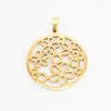 Kettingen Risul Fashion Golden Flower Round Charm Jewelry ketting Rolo Roestvrij staal Nice For Girl Women Party Cadeau