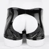 Sexy Dessous Höschen Herren PVC helle Lederunterwäsche Slips Shorts mit offenem Schritt