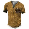 Camisetas masculinas Botão vintage Vneck Navigation camise