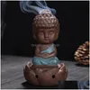 Lâmpadas de fragrância Little Monk Censer Thurible Presentes Decorativos Cerâmico Roxo Areia Buddha Incenso Queimador para Decoração de Casa Artes e Artesanato Dhfqn