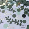 Partydekoration 100 Stück Blätter Konfetti Grün Gold Runde Papierliebe für Hochzeit Geburtstag Desktop Werfen DIY Dekor