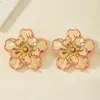 أقراط Hoop Vintage Camellia Flower Stud for Women Party Gift Holiday Fashion Jewelry Ear Accorities E400