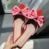 Slippers Hart Roze Strik Vrouwen Open Teen Flats Strand Slides Size40 Beige Leer Casual Mocassins Leuke Zomer Zapatos Femme